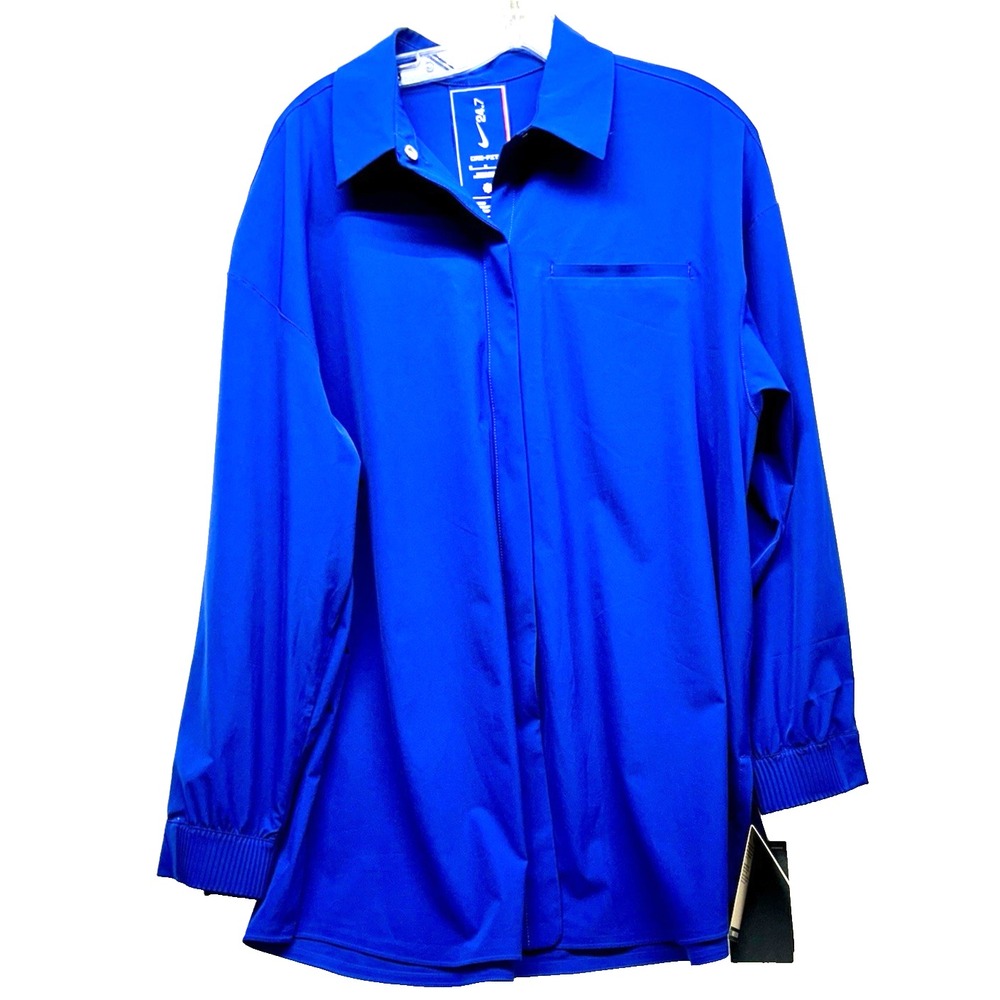 Nike 24.7 Womens Perfect Stretch Large Blue Long-Sleeve Shirt HM8385-455 (C4)
